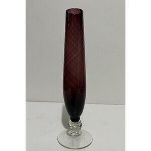 Amethyst Glass Swirl Bud Vase National Potteries Japan 8” Art Deco Hand Blown